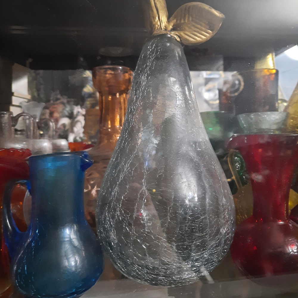 Elegant Crackled Glass Pear
